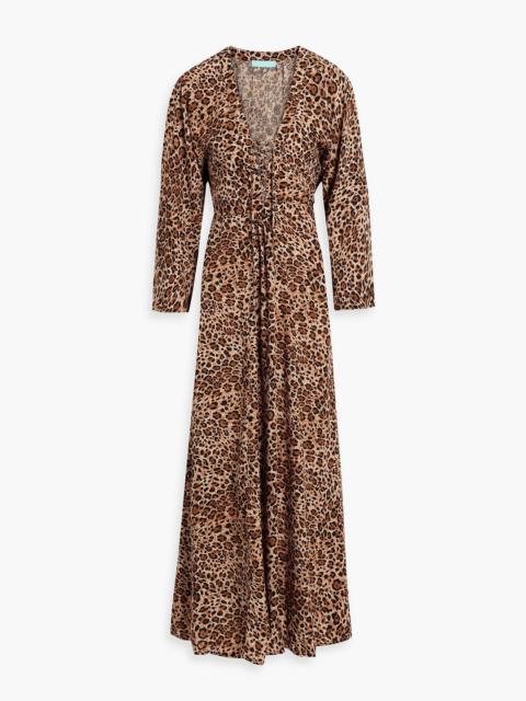 MELISSA ODABASH Natalie lace-up leopard-print voile maxi dress