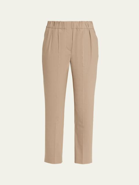 Brunello Cucinelli Cotton Twill Slim-Leg Ankle Pull-On Pants