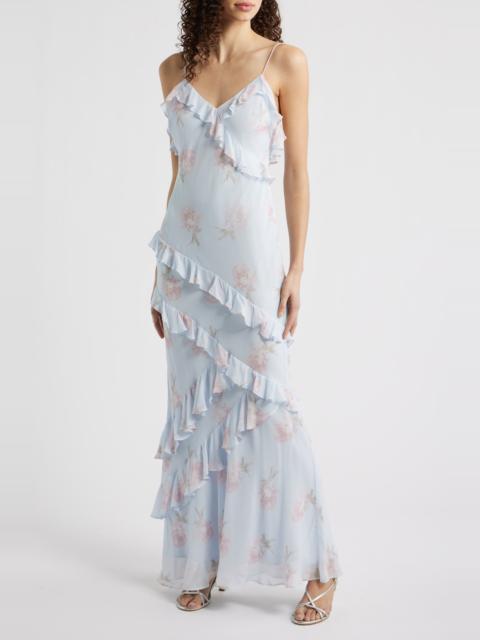 LoveShackFancy LoveShackFancy Rialto Floral Ruffle Dress in Blue Roan at Nordstrom
