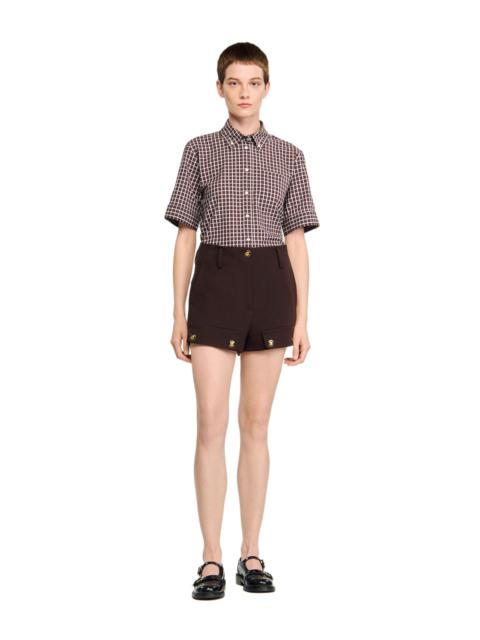 Sandro SANDRO Buttoned carpenter shorts in Brown at Nordstrom