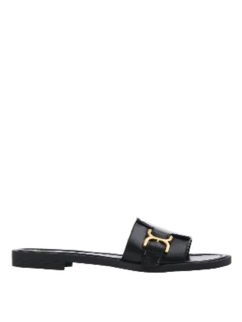 Chloé Chloe Gold-Toned Marcie Buckle Leather Slides