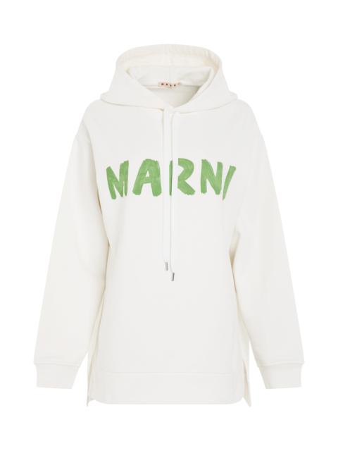 Marni Logo Printed Hoodie in White
