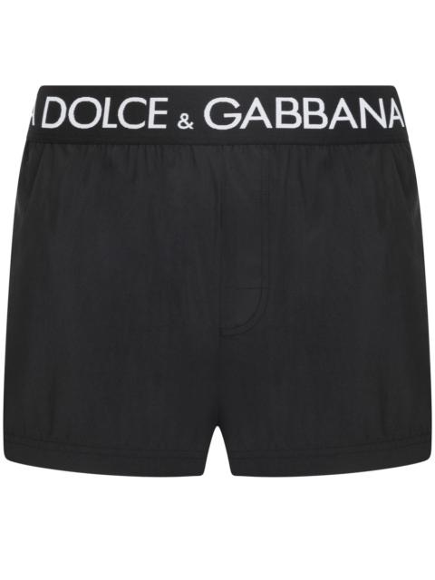 Dolce & Gabbana Short swim trunks with branded stretch waistband