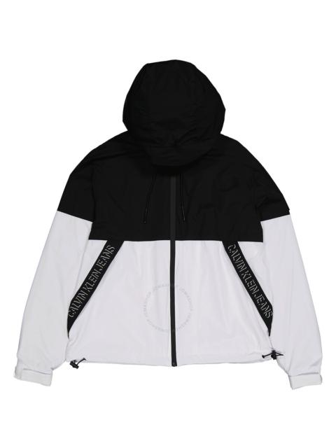 Other Designers Calvin Klein Men's Black Color Block Windbreaker With Shadow Logo