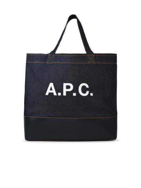 A.P.C. LARGE 'SHOPPING AXEL' NAVY DENIM BAG