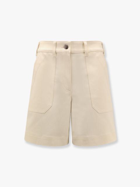 Moncler Moncler Women Stretch Cotton Shorts With Maxi Logo Patch