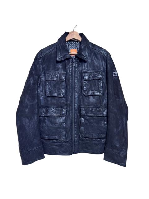 Other Designers Hugo Boss Leather Jacket Fade Black