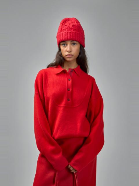 JACQUEMUS Pallone Vareuse-Style Knit Polo Sweater