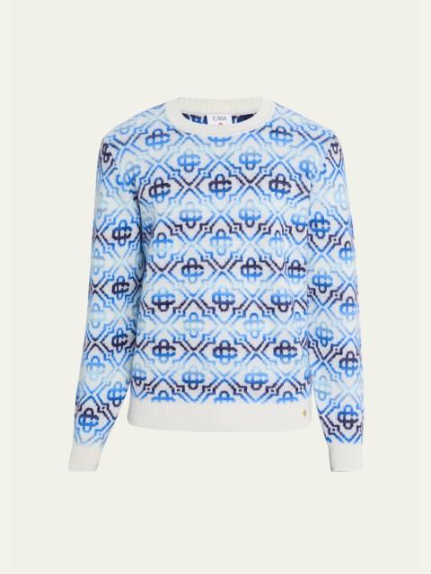 CASABLANCA Men's Space Dye Monogram Knit Crewneck Sweater