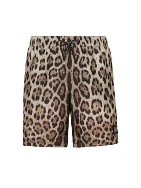 leopard-print swim shorts