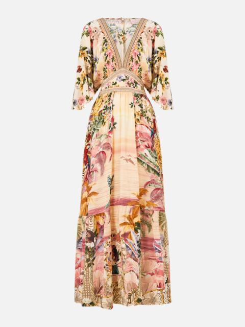 CAMILLA WAISTED DRESS WITH HEM RUFFLE