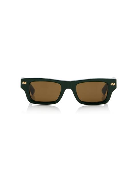 Bottega Veneta Bold Ribbon Stud Acetate Sunglasses green