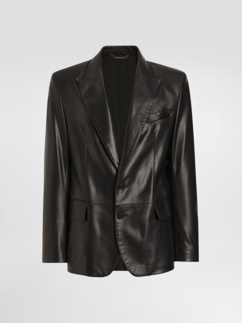 Dolce & Gabbana Single-breasted sicilia light leather jacket