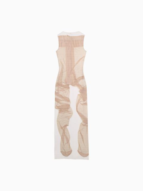 Acne Studios White/Beige Printed Sleeveless Long Dress Women
