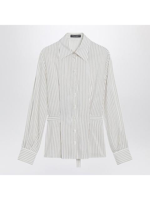 Dolce & Gabbana Dolce&Gabbana White Pinstriped Shirt In Silk And Cotton Women