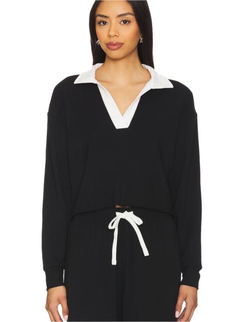 SPLITS59 Joan Fleece Polo Long Sleeve Top