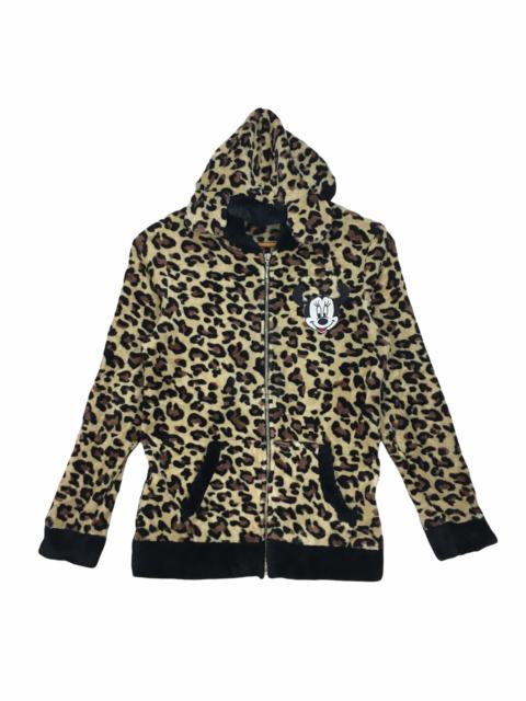 Other Designers Disney - DISNEY Mickey Mouse Fleece Hoodie Sweater Leopard Print