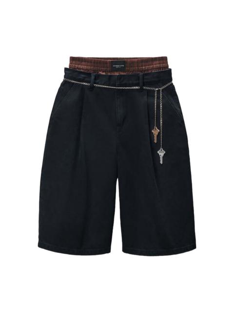 pleated chain-embellished shorts