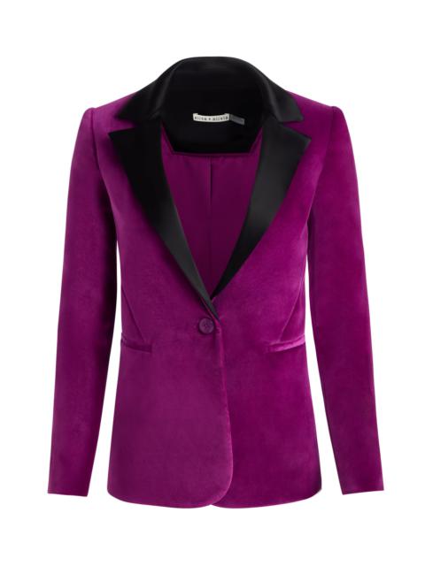 Alice + Olivia MACEY NOTCH COLLAR FITTED BLAZER WITH COMBO LAPEL