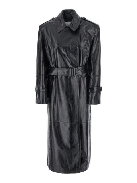 Sportmax Women 'Alfeo' Black Trench With Waist Belt In Leather Woman