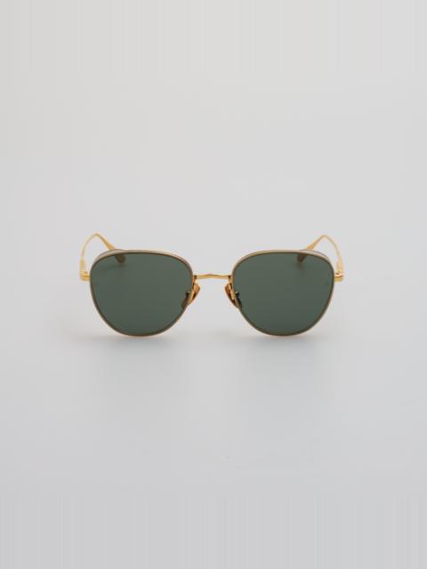 LINDA FARROW Hardy Sunglasses in 22K Yellow Gold