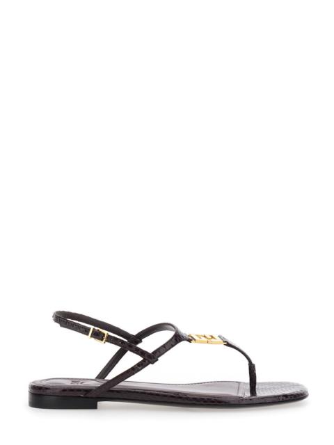 Fendi Women Violet Slingback Sandals With Square Toe And Ff Plaque On The Front In Leather Woman