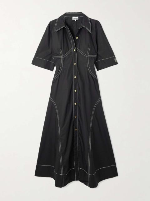 Organic cotton-poplin midi shirt dress Black