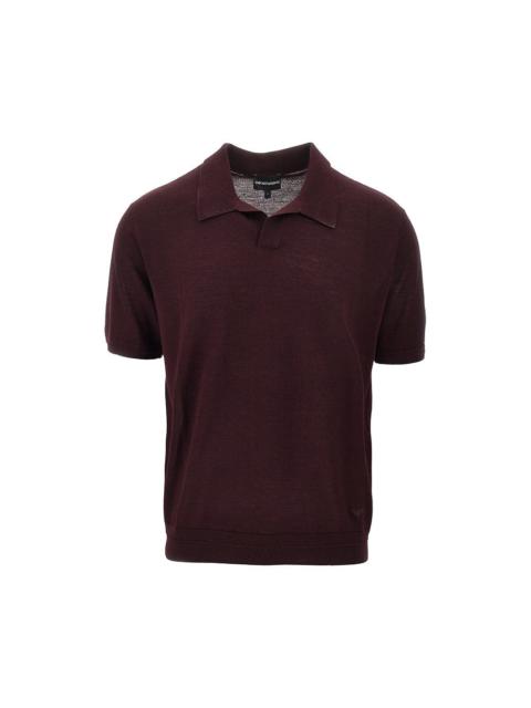 EMPORIO ARMANI Emporio Armani Virgin Wool Silk Polo Shirt Red