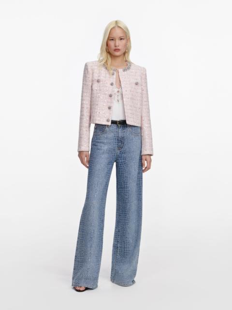 self-portrait Pink Sequin Boucle Jacket