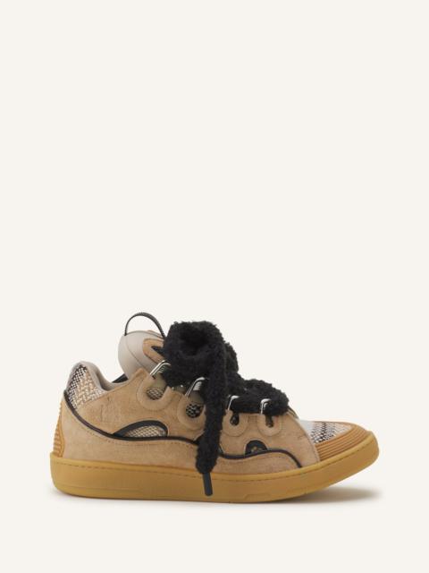 Lanvin CURB SUEDE SNEAKERS WITH MESH LACES