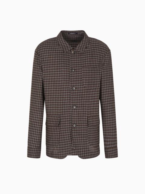 EMPORIO ARMANI SHIRT JACKET IN ULTRA-LIGHT FULLED WOOL WITH AN ALL-OVER CHECK