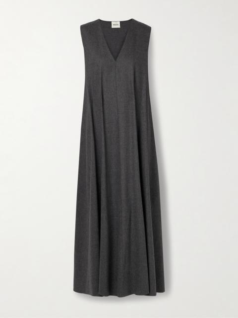 KHAITE Syd Pleated Wool Midi Dress