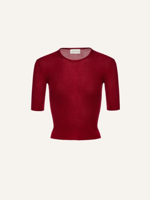 MAGDA BUTRYM Short sleeve silk knit top in bordeaux