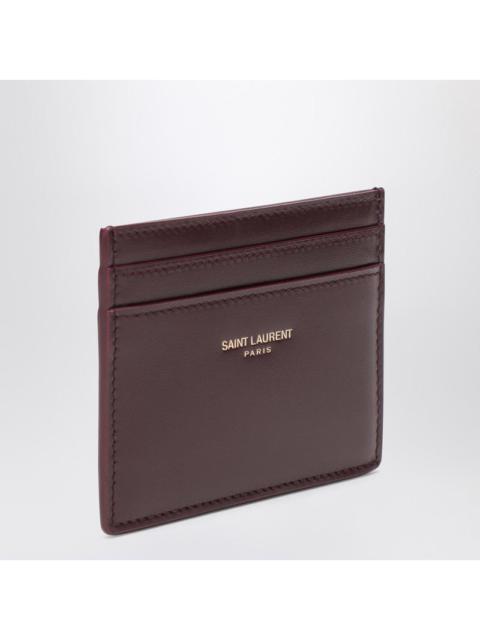 Saint Laurent Hot Wine Leather Credit Card Holder Women