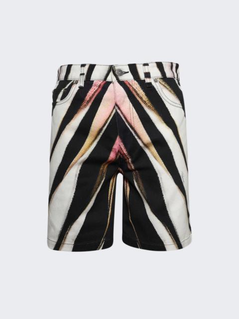 Roberto Cavalli Ray Of Sea Print Denim Shorts Pink