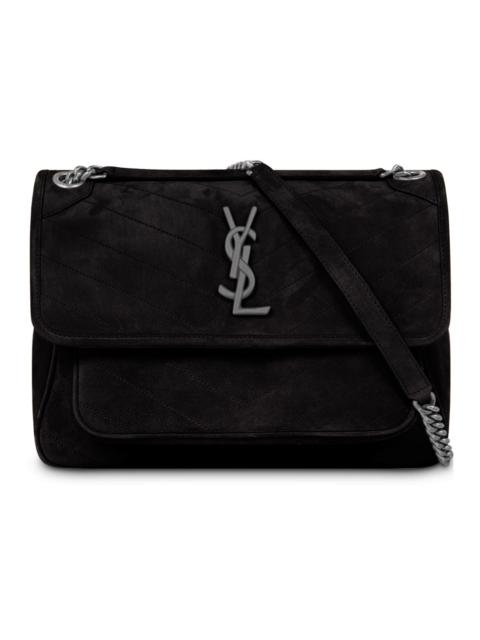 SAINT LAURENT NIKI MEDIUM SUEDE BAG | BLACK