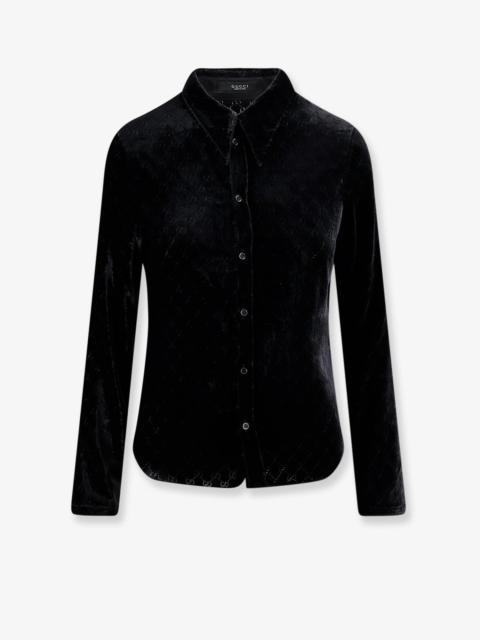 GUCCI Gucci Men Stretch Gg Devore Velvet Shirt