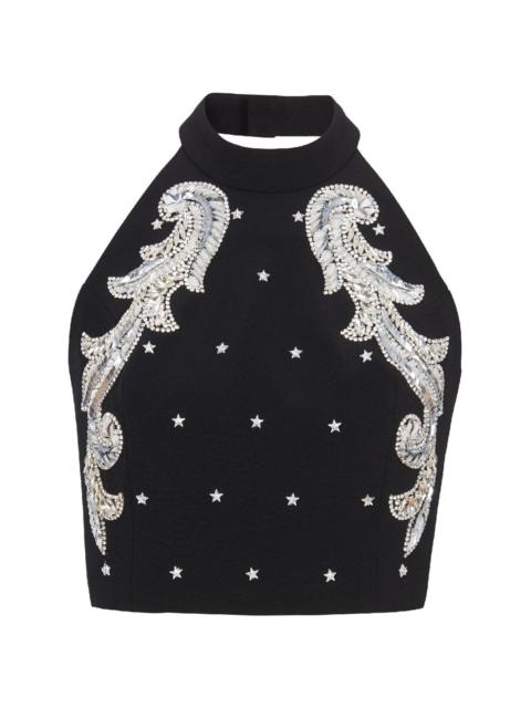 Balmain crystal-embellished zip-up top