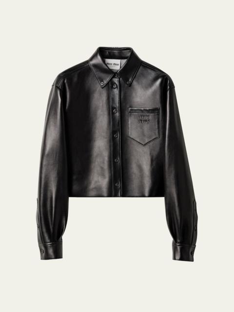 Miu Miu Leather Crop Shirt Jacket