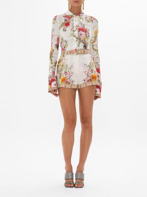 CAMILLA SILK SPLICED KNIT SHIRT