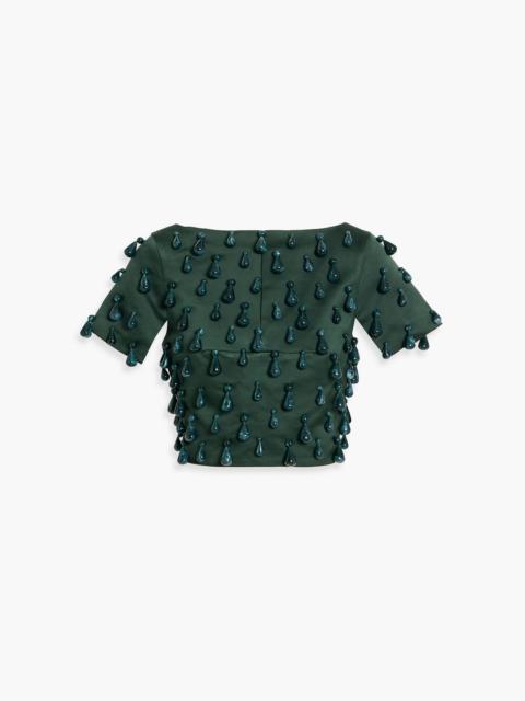 Cult Gaia Delina cropped beaded satin top