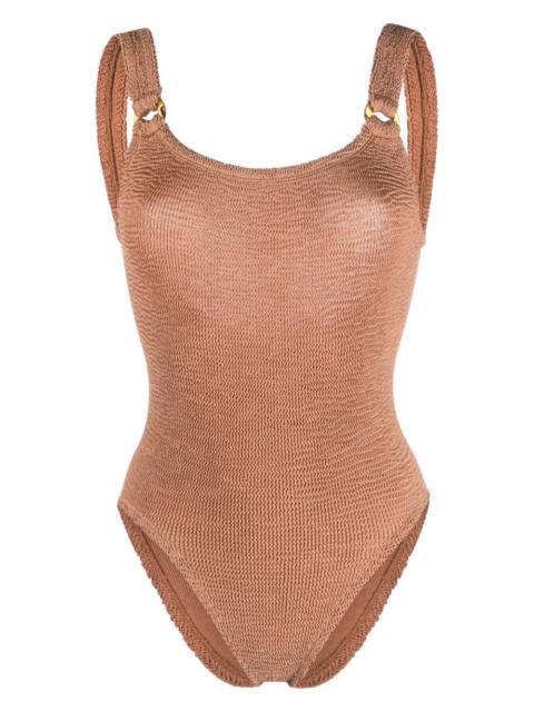 Hunza G Domino scoop-neck crinkled swimsuit