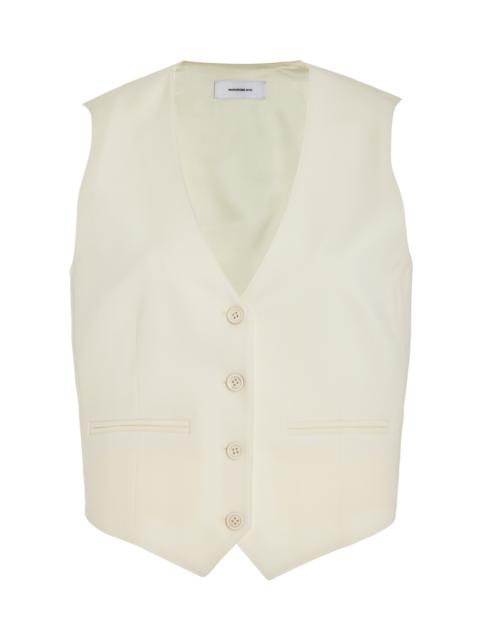 WARDROBE.NYC Cropped Wool Vest white