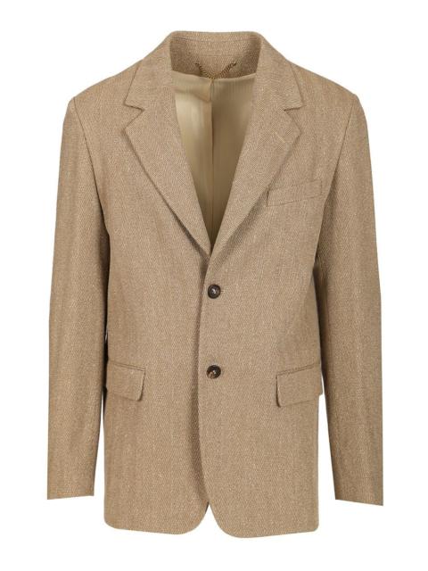 Golden Goose Golden Goose Men Single-Breasted Chevron Linen Blend Blazer