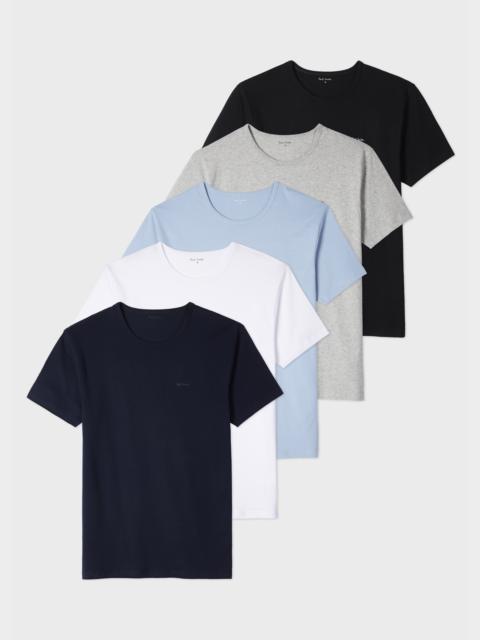 Paul Smith Mixed Organic Cotton Logo Lounge T-Shirts Five Pack