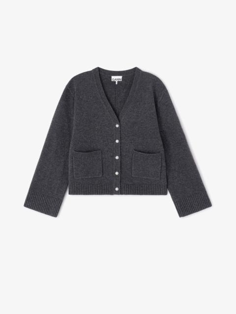 GANNI CLASSIC WOOL CARDIGAN