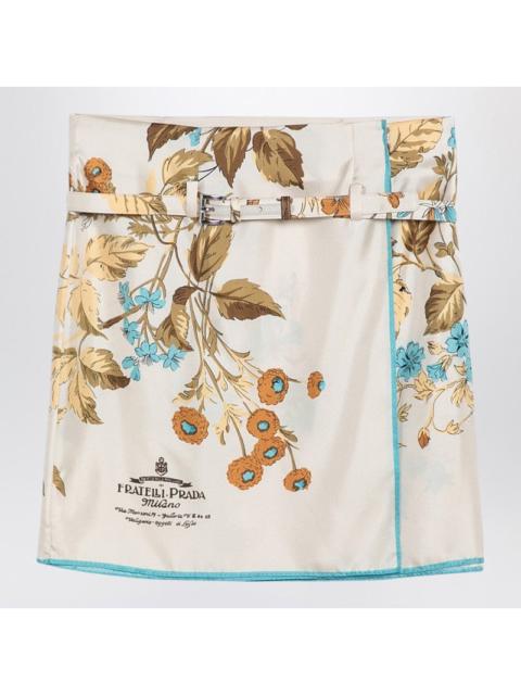 Prada Prada Sand-Coloured Mini Skirt With Silk Print Women