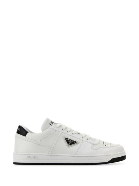 Prada Men White Leather Downtown Sneakers