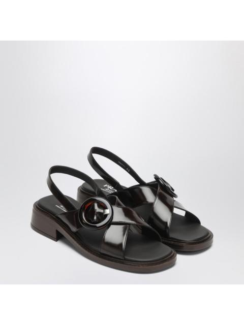 Prada Brushed Leather Sandals With A Burnt Color Buckle Women