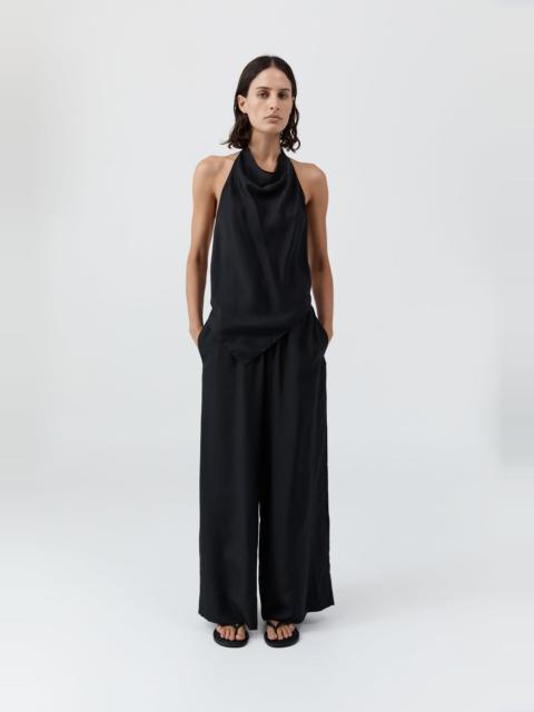 ST. AGNI Silk Grid Halter Top - Black